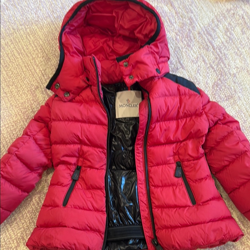 Moncler Kids Red Puffer Jacket with Hood
